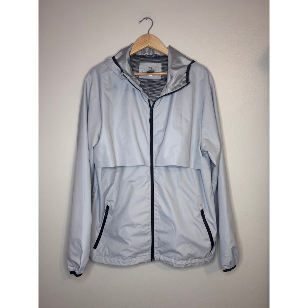 Champion Womens Light Gray Mesh Lined Hooded Windbreaker Jacket Full Zip Large